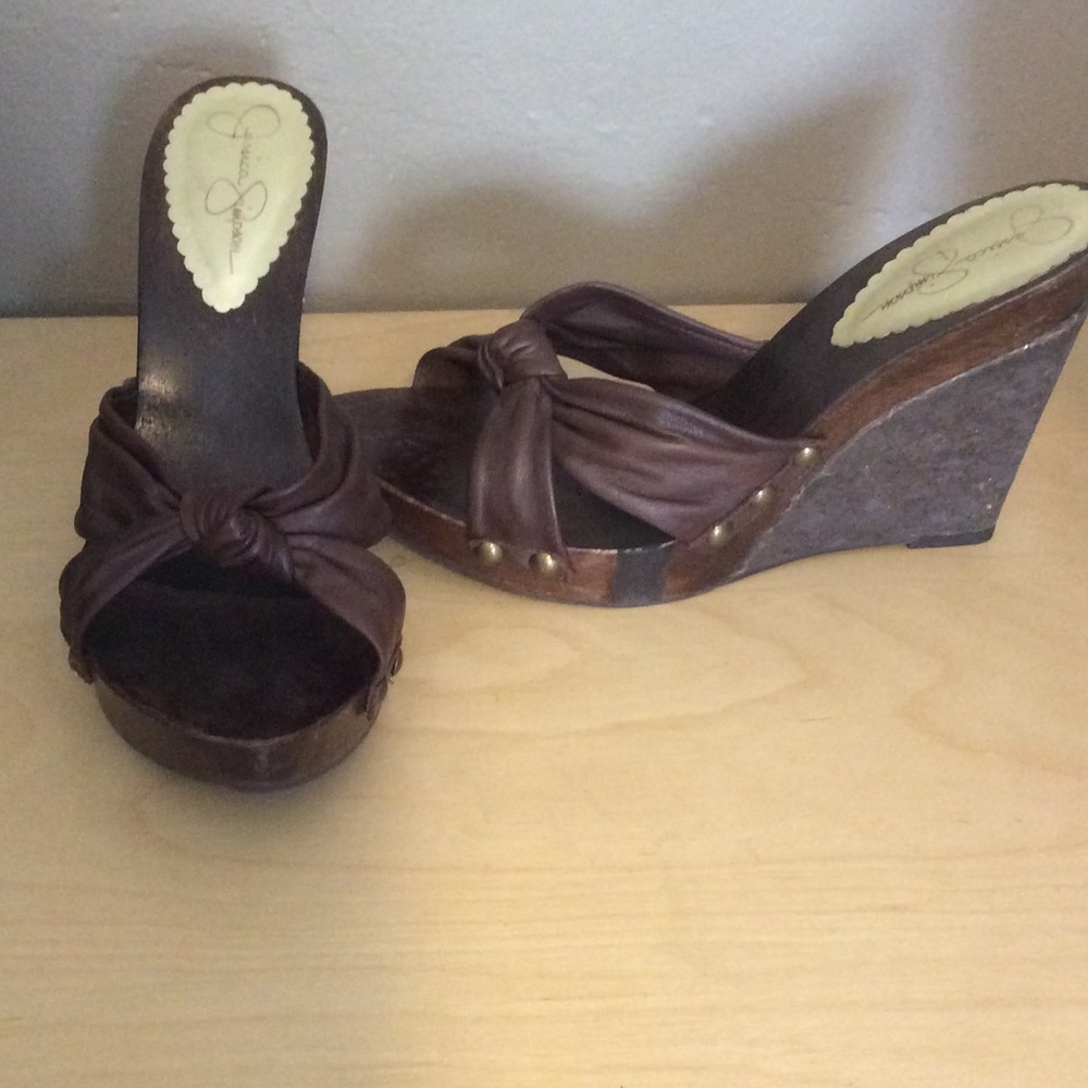 Jessica Simpson brown wedge cork sandal