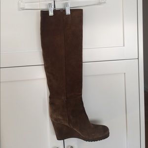 Prada brown suede platform boot