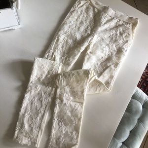 White floral legging pants