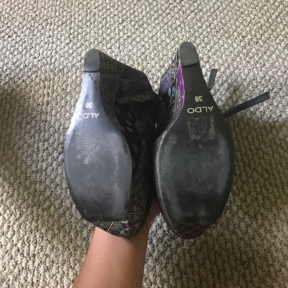 Aldo purple tapestry Mary Jane wedges - Picture 4 of 6