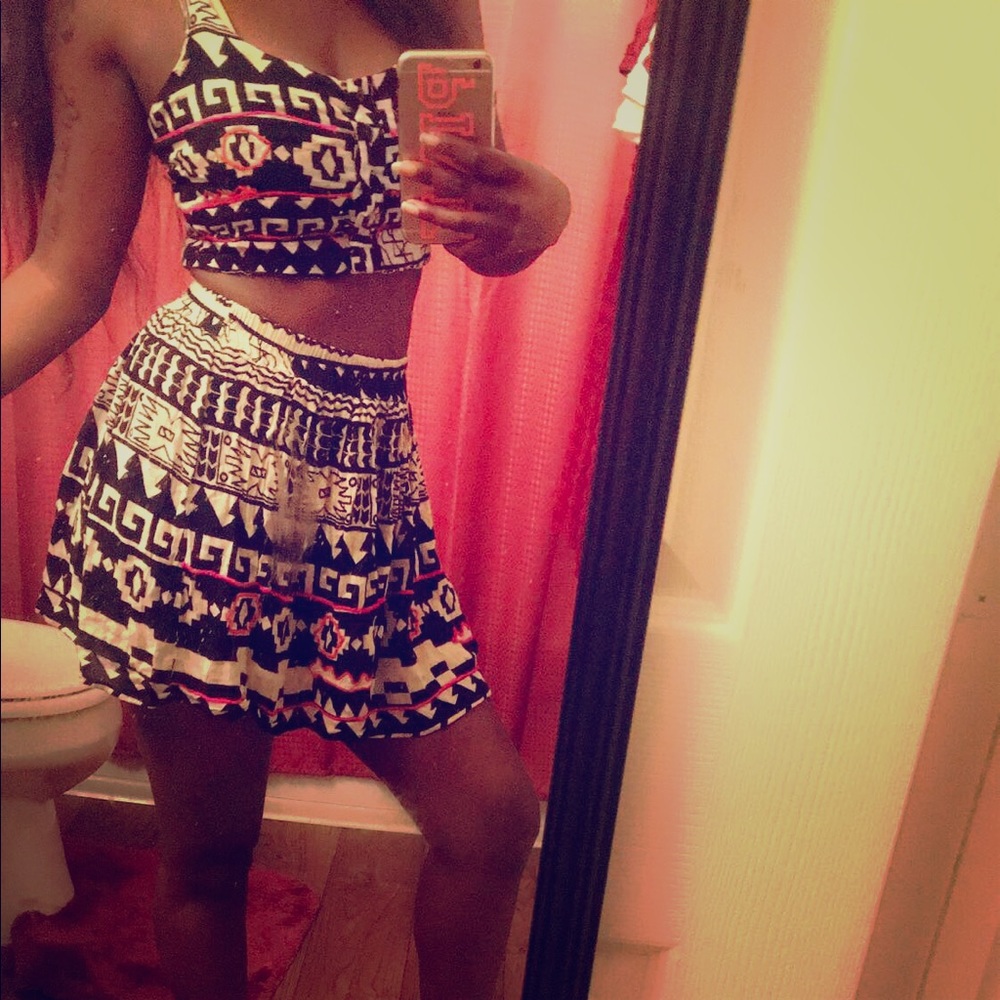 2 piece skirt and crop top