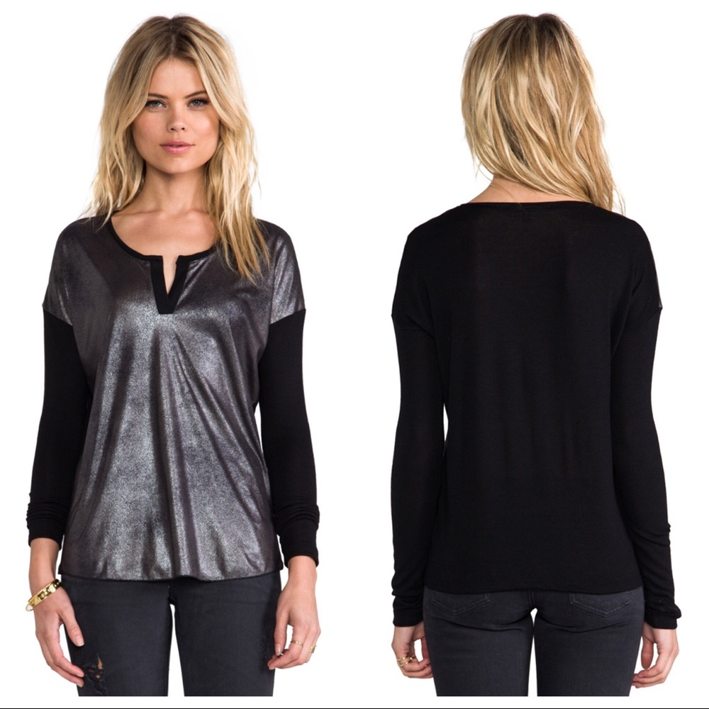 Generation Love Hanna Foil Suede Henley Top