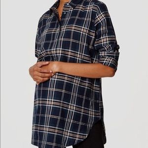 NWOT Loft Maternity Plaid Shimmer Tunic