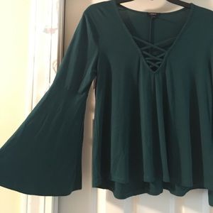 Turquoise lace up shirt