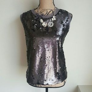 Sequin Tank Top Charcoal NWT Gorgeous!