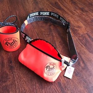 PINK  nylon pouch with insulator can/bottle holder