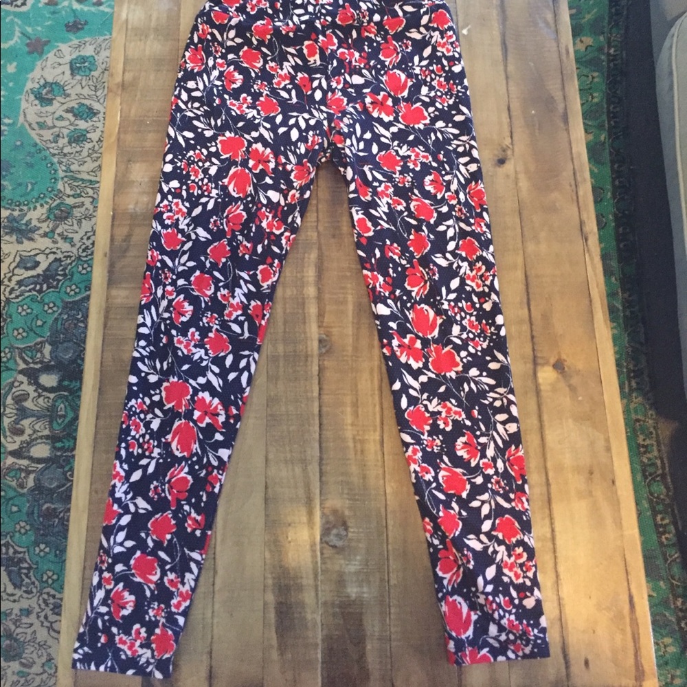 Black red floral OS leggings LuLaRoe
