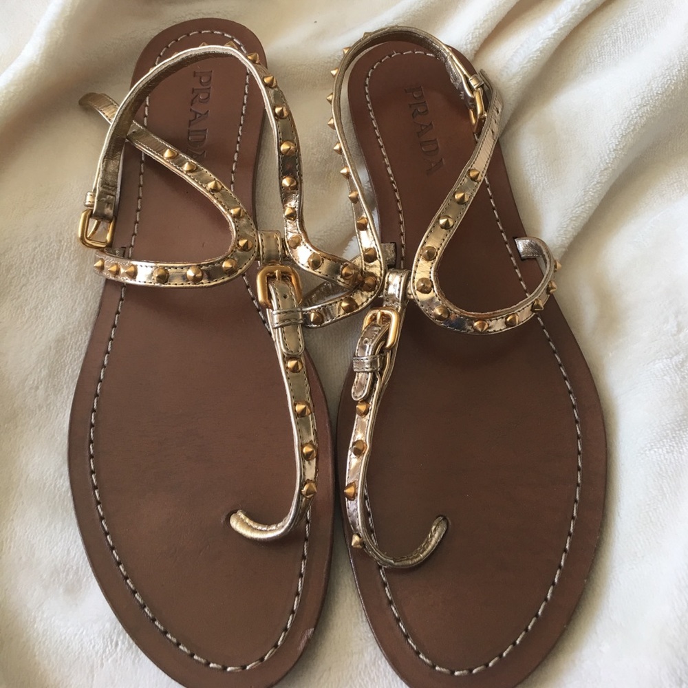Prada Gold Stud sandals size 40 (like 9/5)