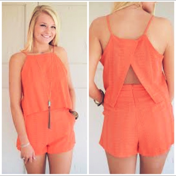 Lush Other - LUSH Orange sherbet two piece shorts and tank