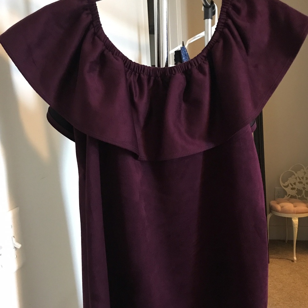Wine Off Shoulder Dress