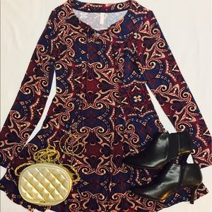 Indi-Boho Multiple Print Dress