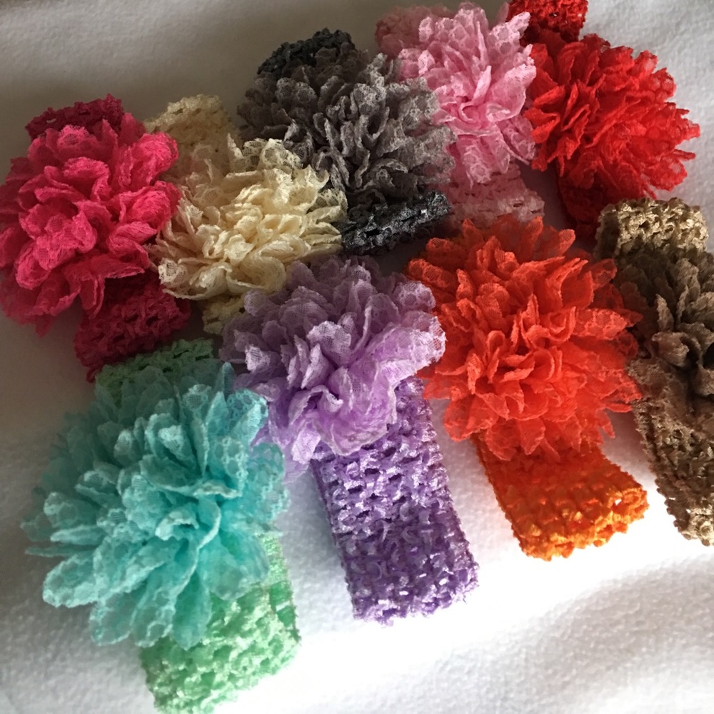 A set of 9 crochet headbands