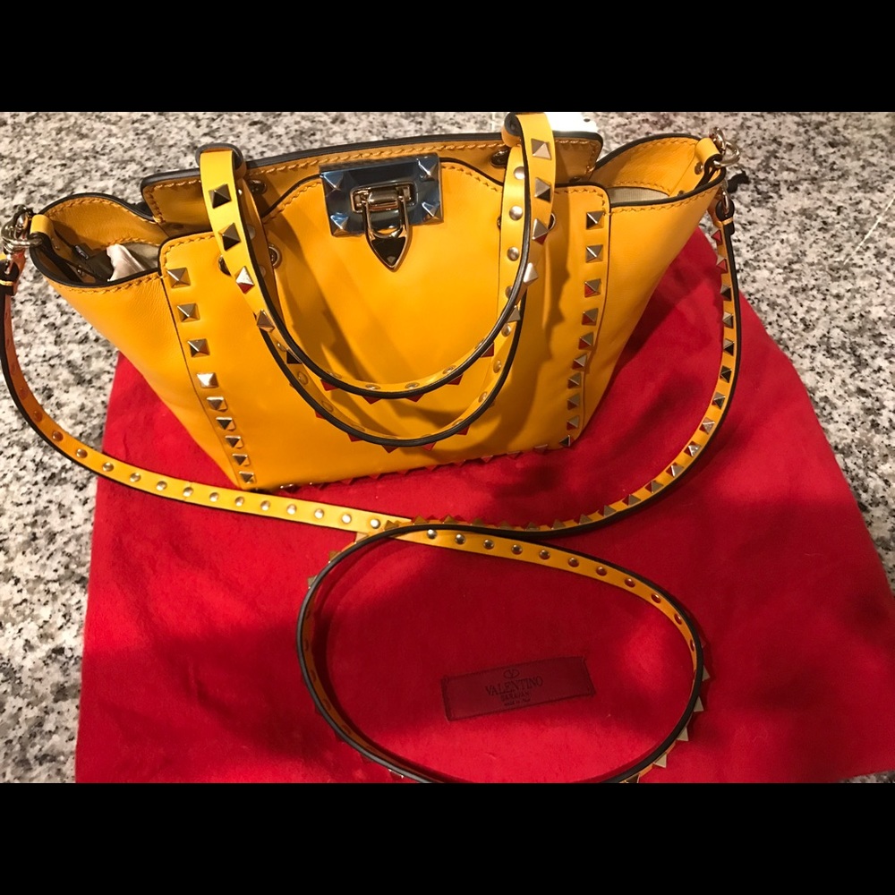 Valentino 'Rockstud' Mini Tote in Yellow-NEW