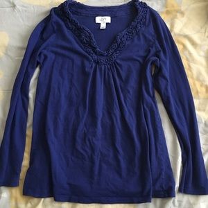 Blue Long Sleeve Maternity Shirt