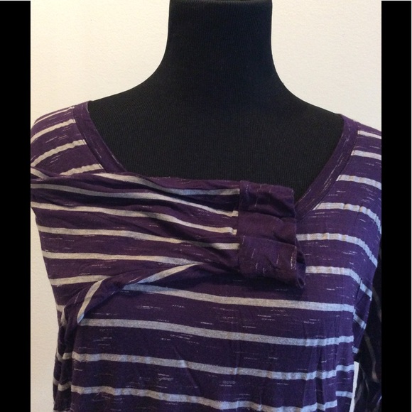 Three Dots Striped Soft & Flowy Short Sleeve Tunic - Picture 3 of 4