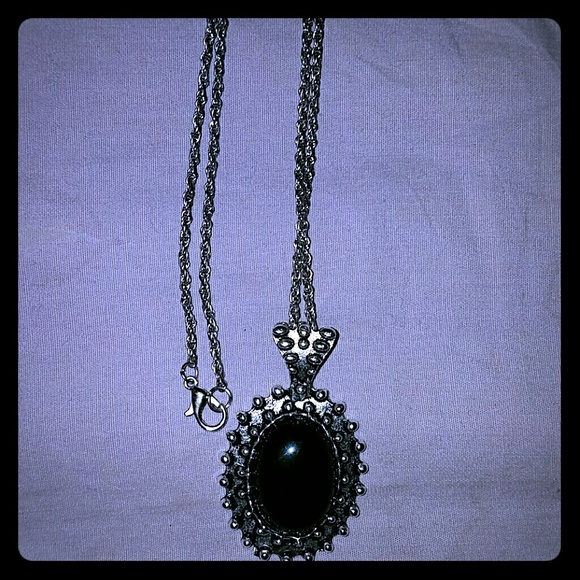 Jewelry - ❤Long Silver-Toned Onyx Necklace❤ Jewelry - ❤Long Silver-Toned Onyx Necklace❤