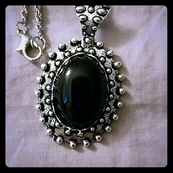 Jewelry - ❤Long Silver-Toned Onyx Necklace❤ Jewelry - ❤Long Silver-Toned Onyx Necklace❤