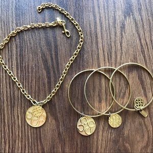 Gold coach necklace and bangle set