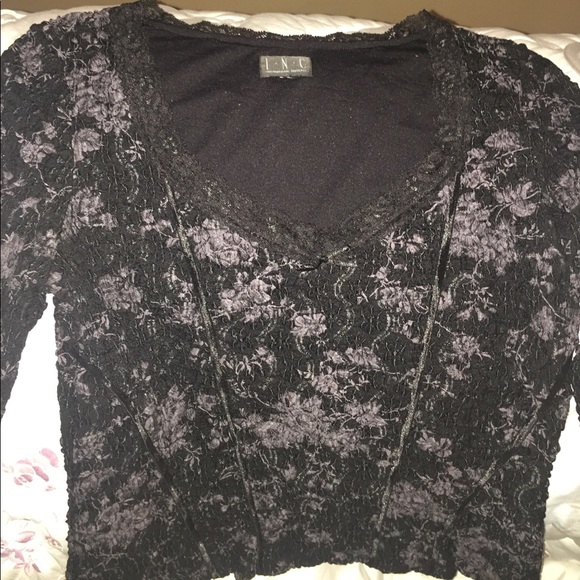 INC black, classy, Lacey, stretchy, gorgeous top🖤 - Picture 3 of 8