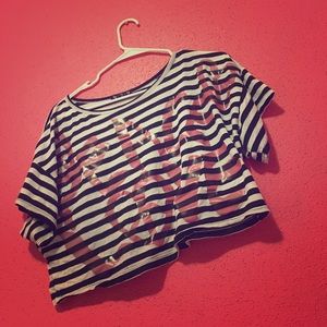A zebra striped crop top