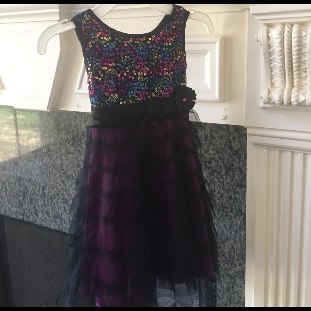 NWT black plum sequins & tulle dress