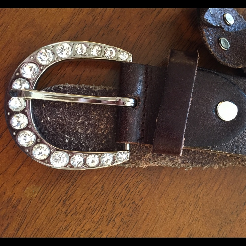 Sequin Brown Leather Belt