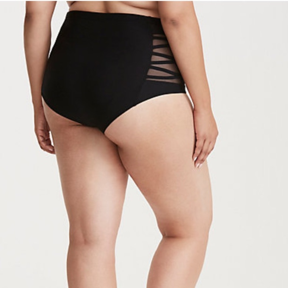 Black Strappy High Waisted bathing suit bottoms