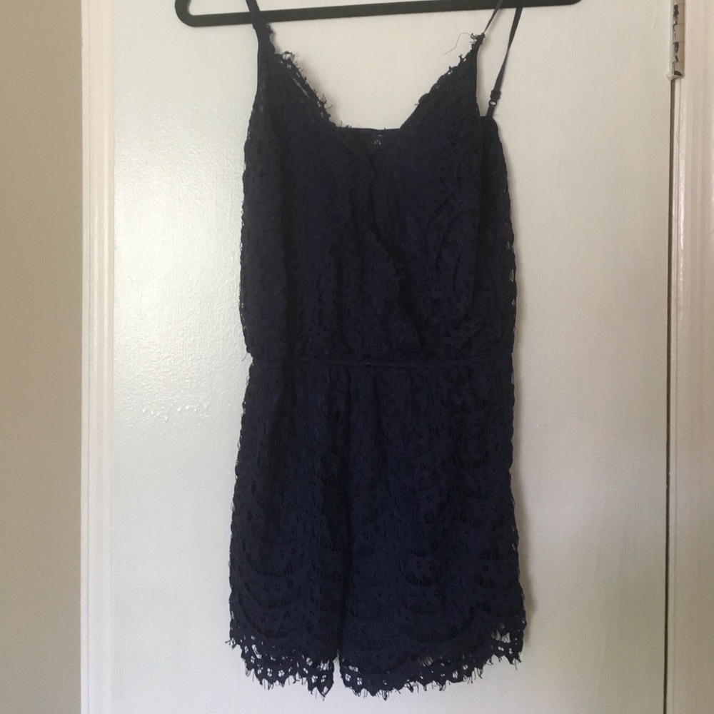 Navy Blue Lace Romper