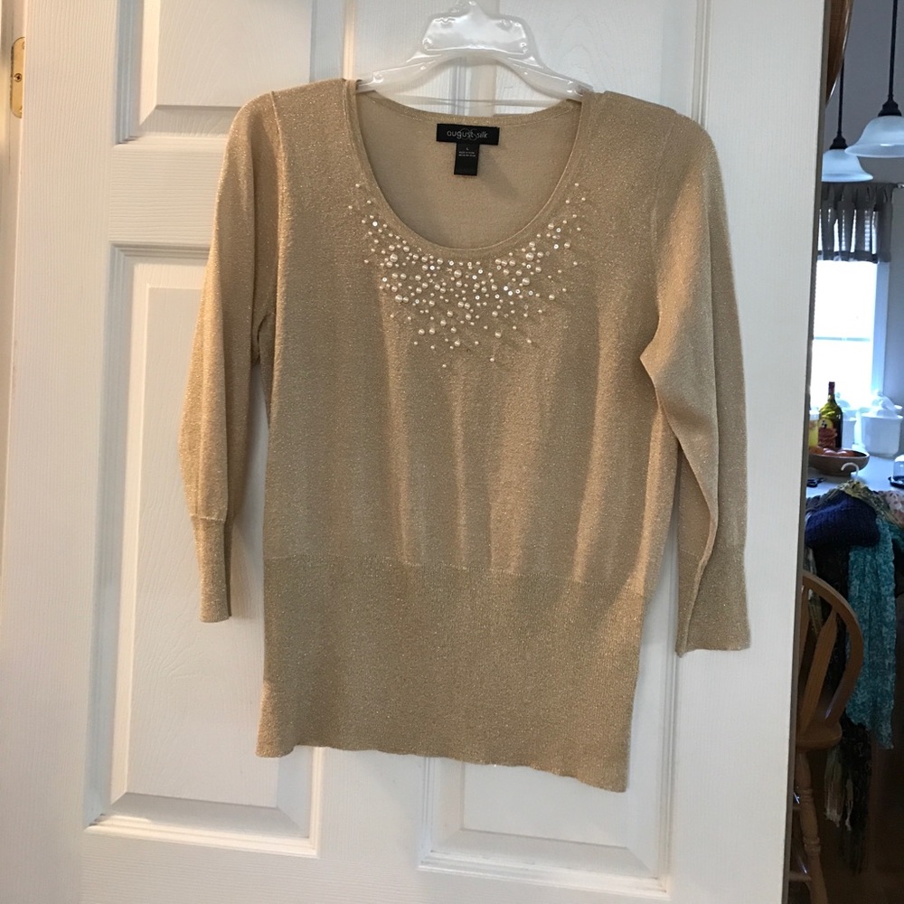 Gorgeous Gold beaded sweater NWOT