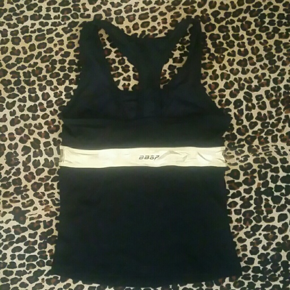 Bebe Sport Gold Foil/Black Workout Tank NWOT - Picture 3 of 4