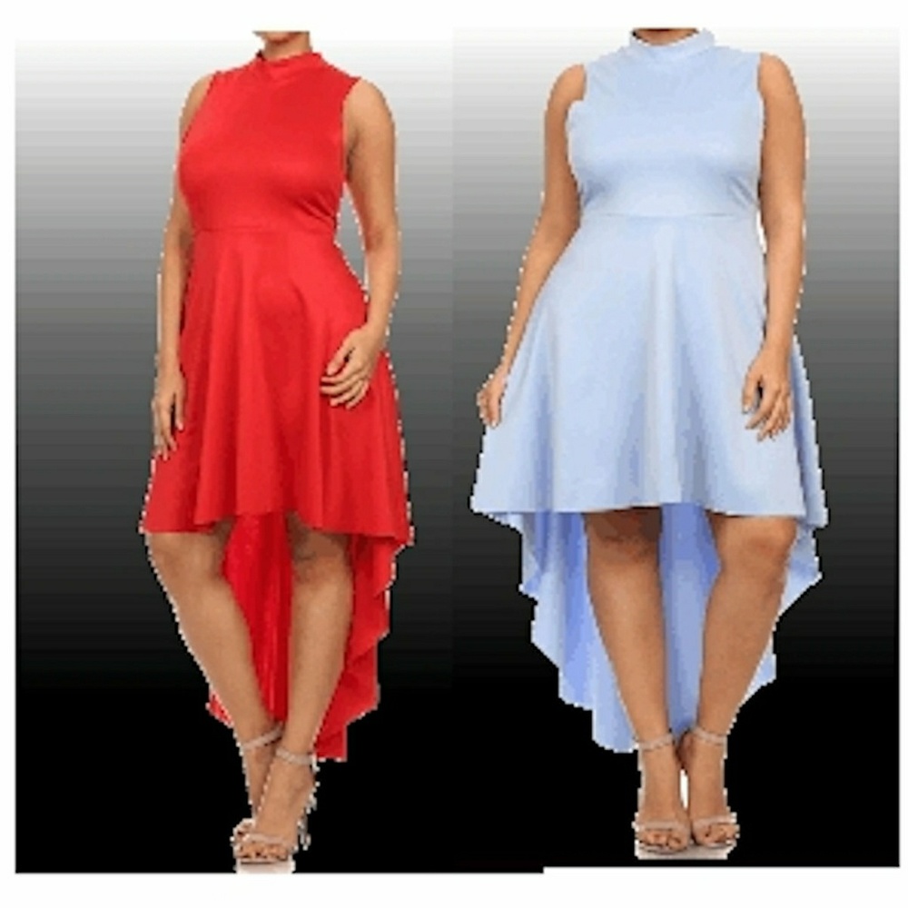 New plus sexy  blue or red asymmetrical dress