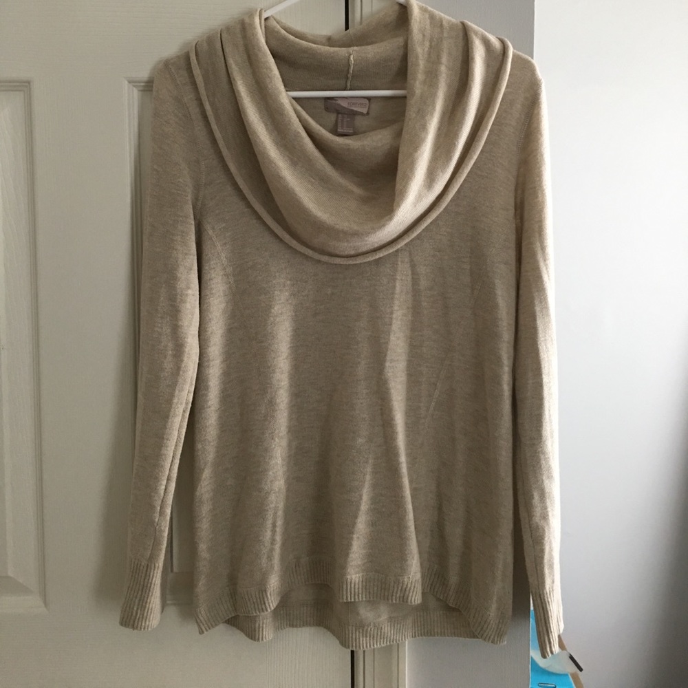 Beige cowl neck top