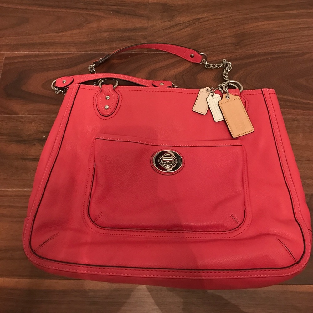 Lrg hot pink Coach shoulder bag