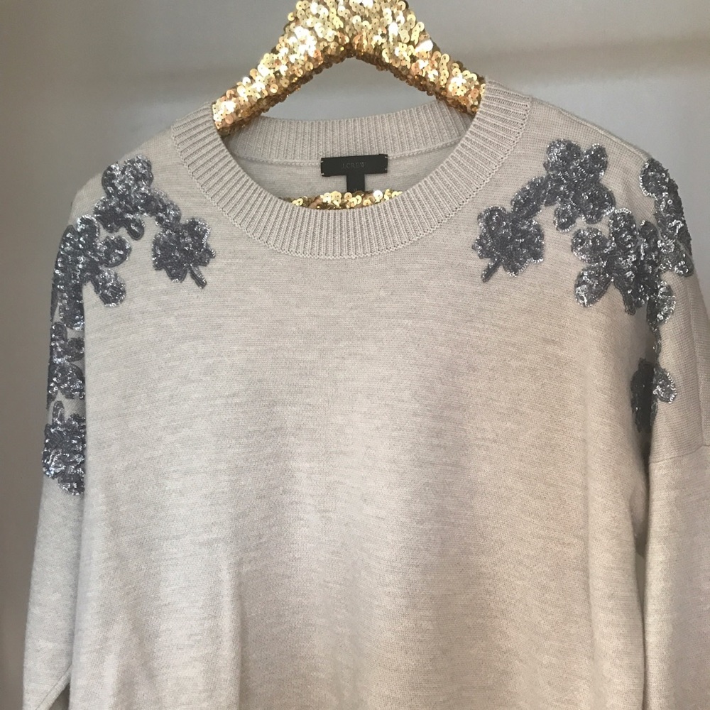 Jcrew Embellished Shoulder Sweater