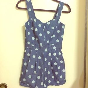 Vintage style polka dot denim romper !