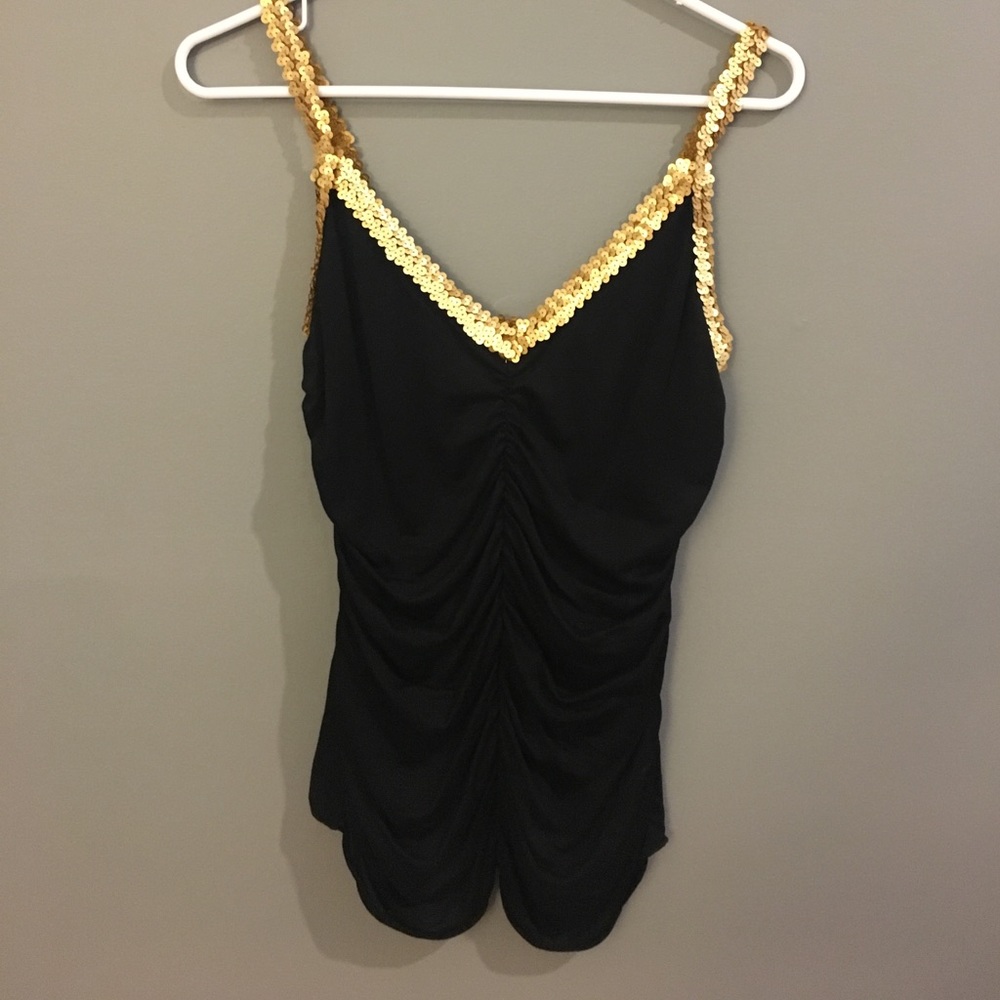Velvet brand gold & black sparkle tank