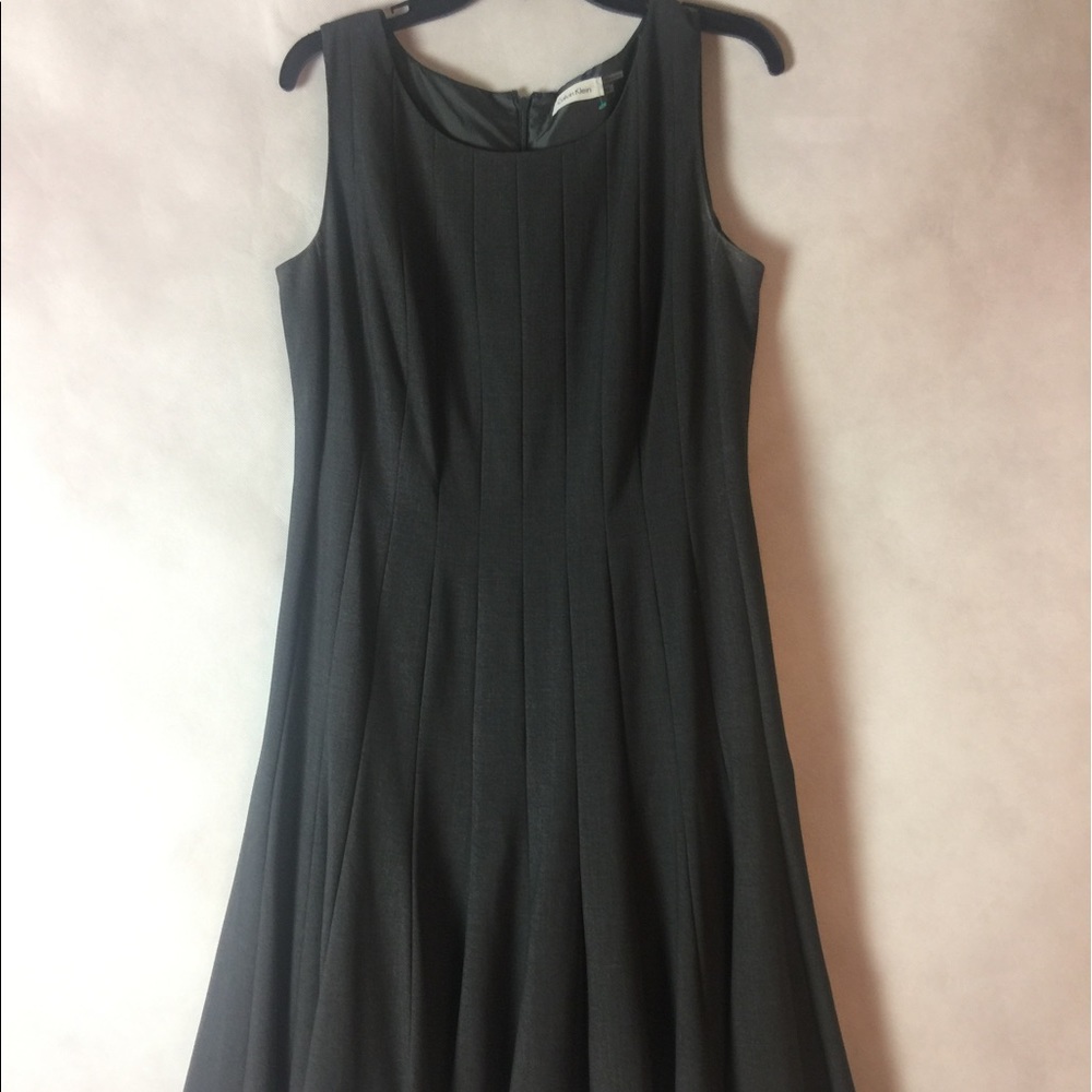 Grey Calvin Klein  A-Line Pleated Dress Size 12