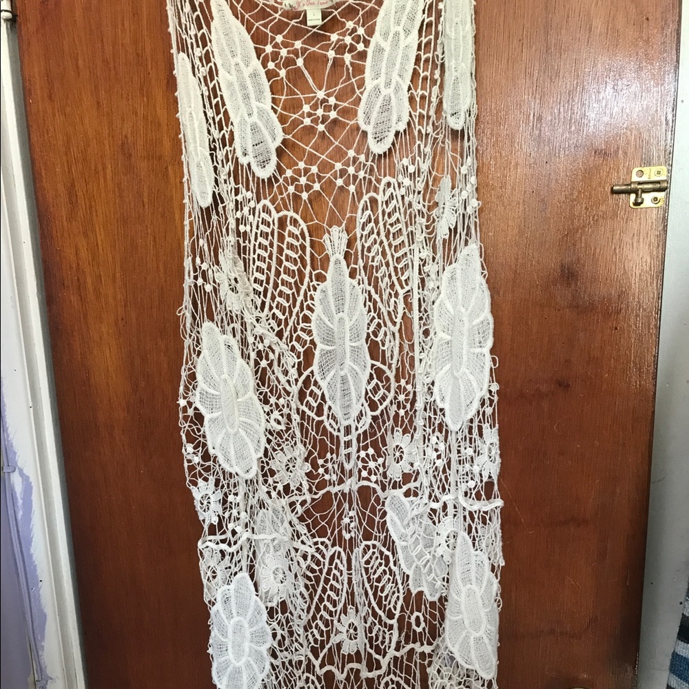 Crochet knit cardigan L
