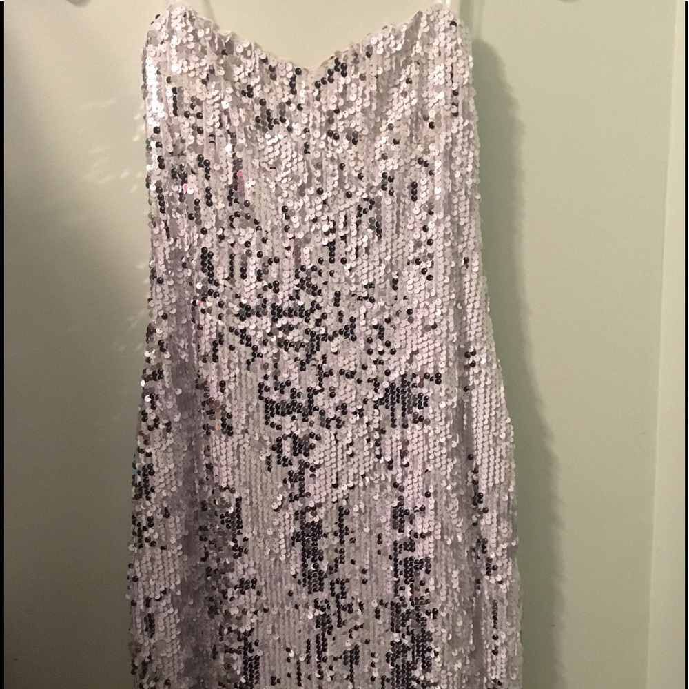 Strapless silver sparkle dress