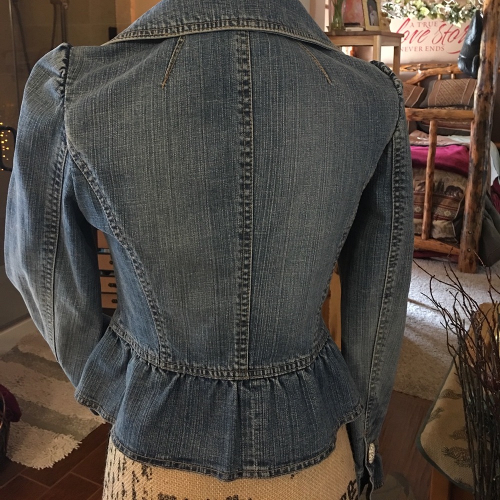 Form Fitting Beautiful Button Down Jean Jacket Xs - image 2