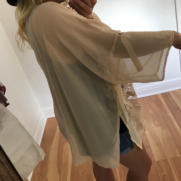 LAST - Taupe lace crochet cardigan - Picture 4 of 5