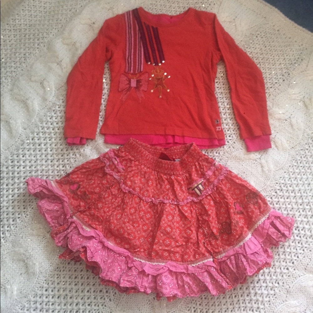 Oilily cotton shirt, fun twirling skirt!