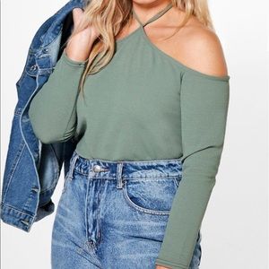 Boohoo Plus Open Shoulder Top