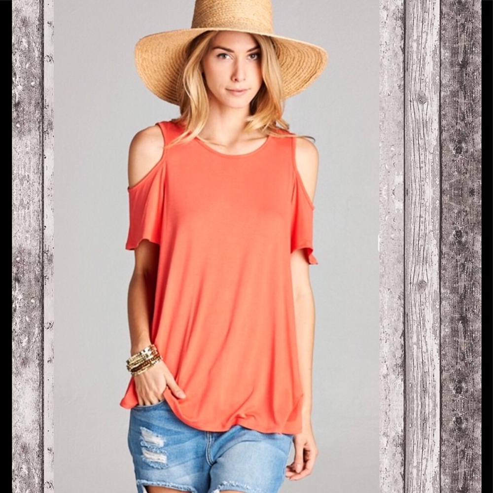 Cold Shoulder Top - Coral