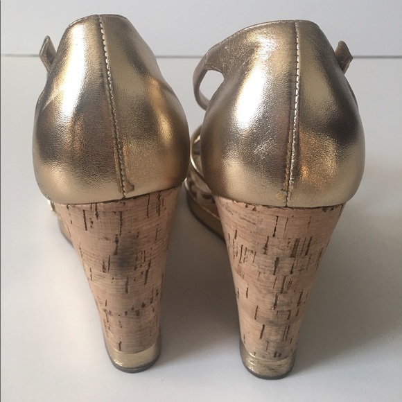 Coach Joslin Metallic Gold Wedge Heel Sandals - Picture 3 of 6