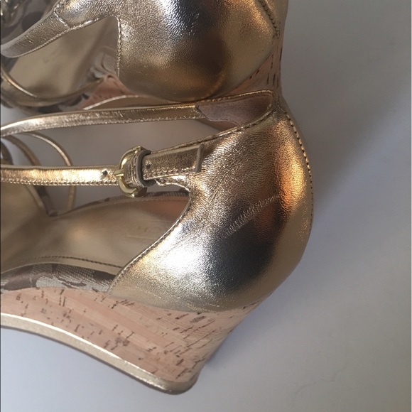 Coach Joslin Metallic Gold Wedge Heel Sandals - Picture 4 of 6