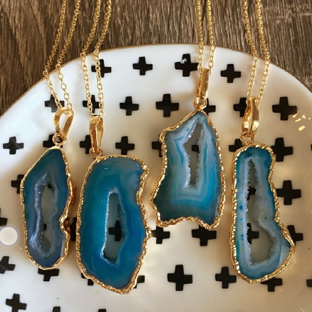 18k Gold plated geode necklace