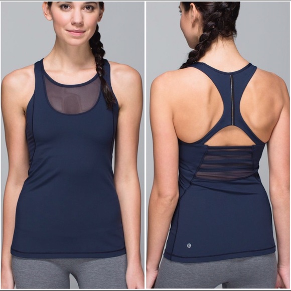 lululemon athletica Tops - Lululemon Mesh With Me Tank top inkwell navy  6