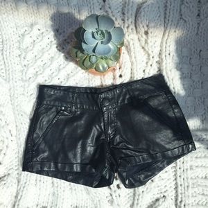 Faux leather shorts