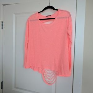 Bright pink cut out top